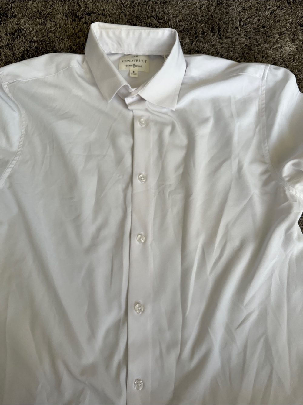Con.Struct White Men's Dress Shirt - Point Collar. Worn once. Med slim 15-15.5